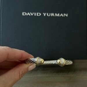 David Yurman Classic Cable Bracelet in Sterling Silver with Gold Domes, 7mm